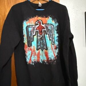 Tultex Black Sweater with Vibrant Eagle Graphic